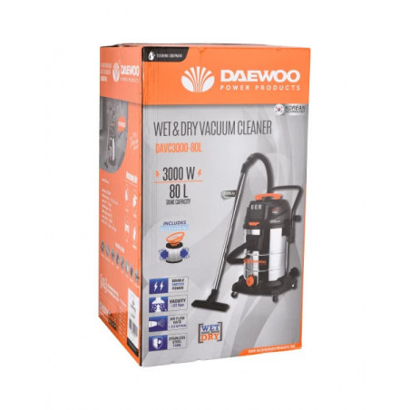 Daewoo DAVC3000-80L Industrial Vacuum | 3000W Wet & Dry 80L